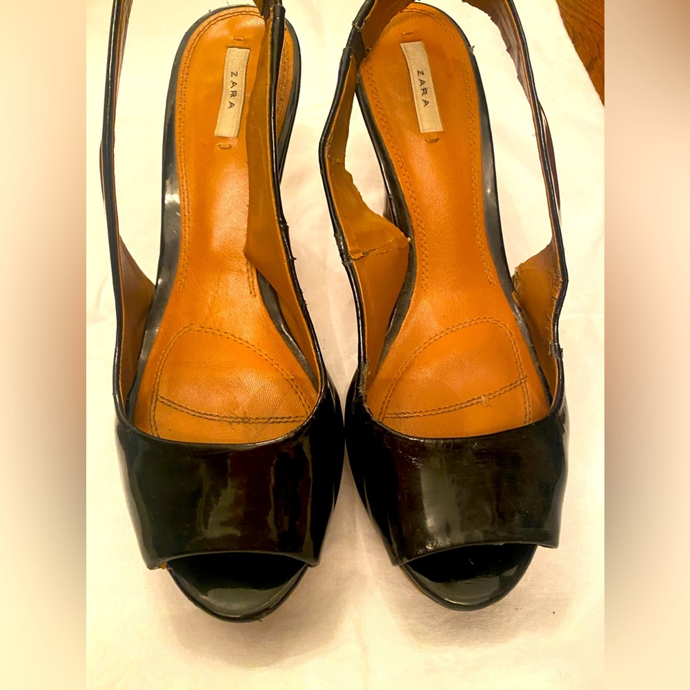 Zara patent leather sling back high heels